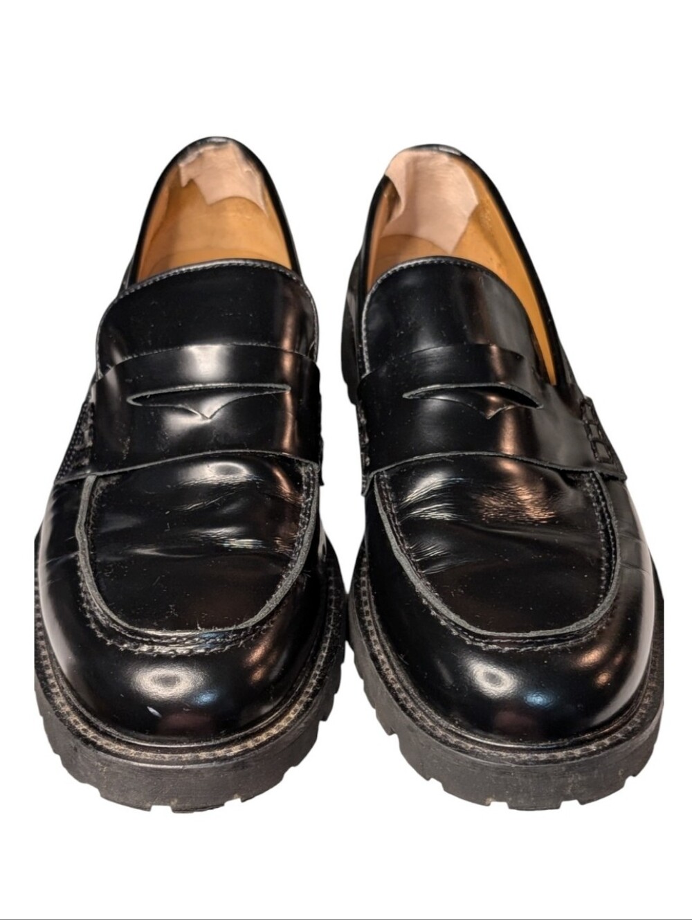 Thursday Boot Co Everyday Women’s Black Leather Penny Loafers Lug Sole Size 10.5